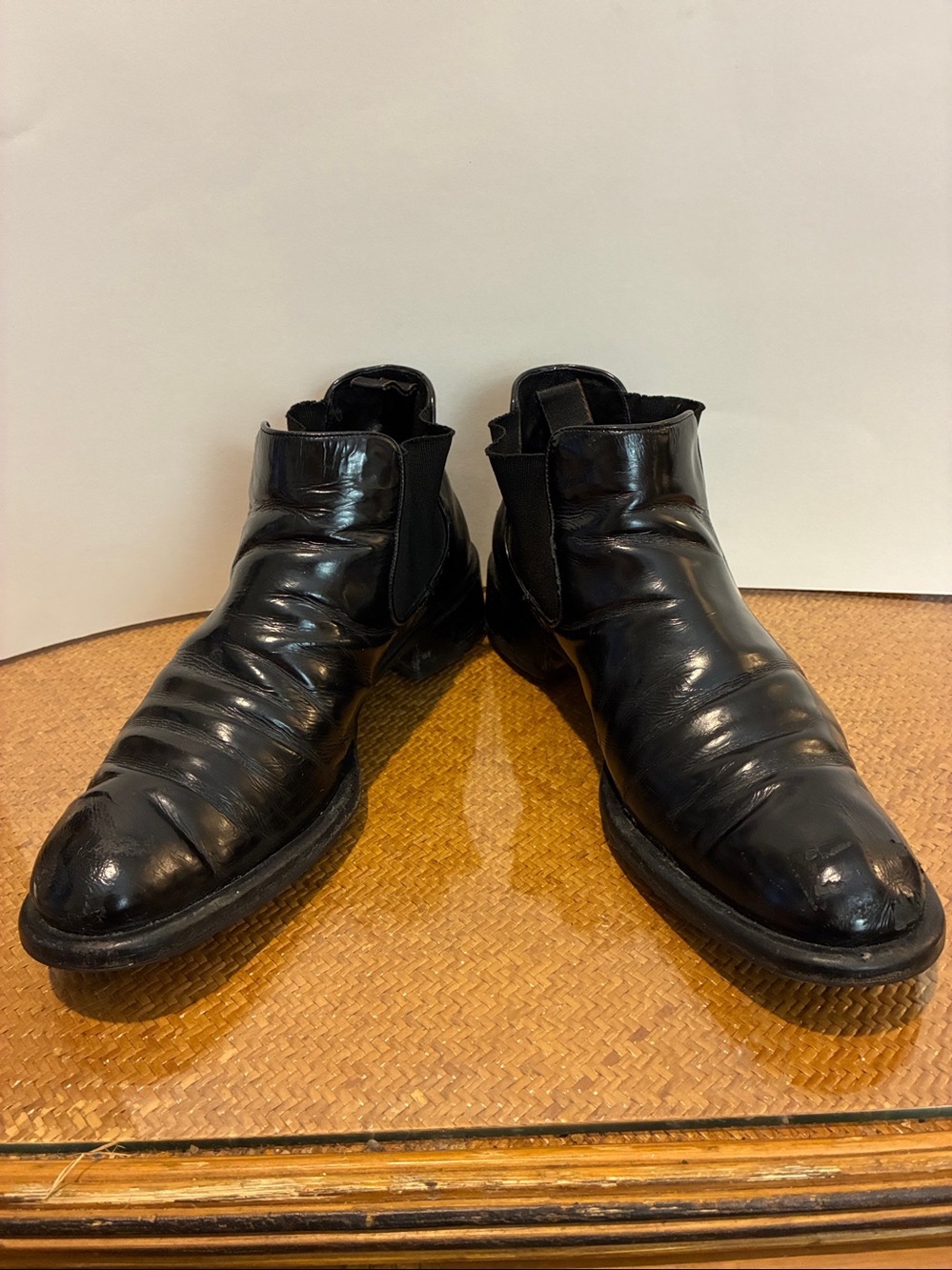 Vintage PRADA 90s black leather Chelsea Boots. Sz 40.